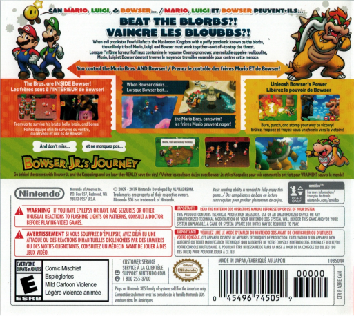 Mario & Luigi : Voyage au centre de Bowser + L'épopée de Bowser Jr. - Dos