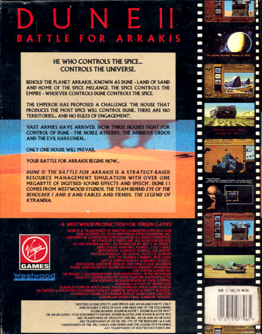 Dune II : La Bataille d'Arrakis - Dos