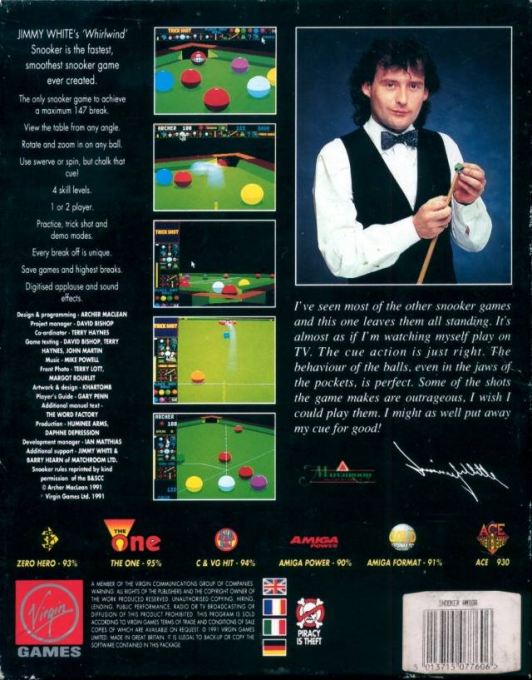 Jimmy White's Whirlwind Snooker - Dos