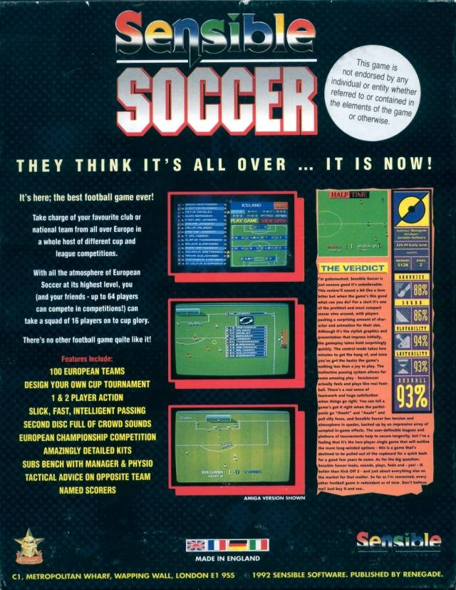 Sensible Soccer Euro - Dos