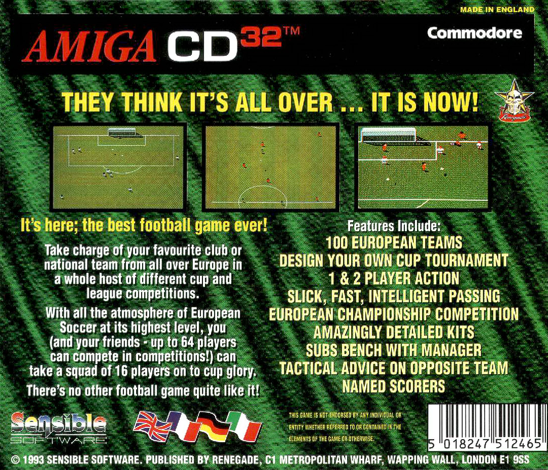 Sensible Soccer - European Champions - 92/93 Edition - Dos