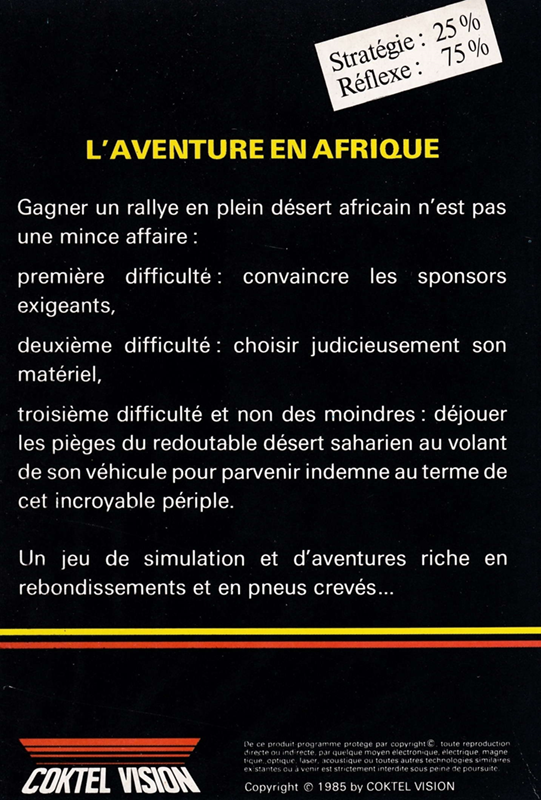 Raid Sur Ténéré - Dos