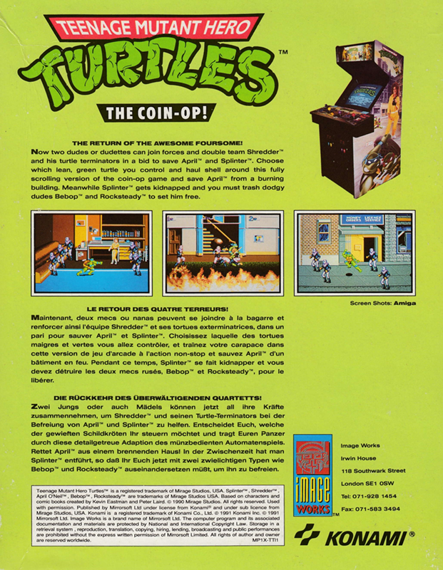 Tortues Ninja 2 : Le Coin-Op! - Dos