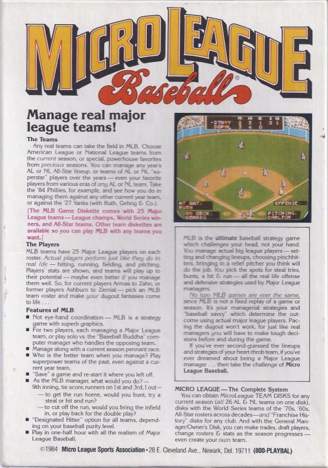 MicroLeague Baseball - Dos