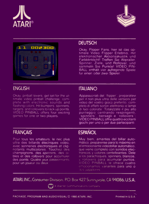 Video Pinball : Arcade Pinball - Dos