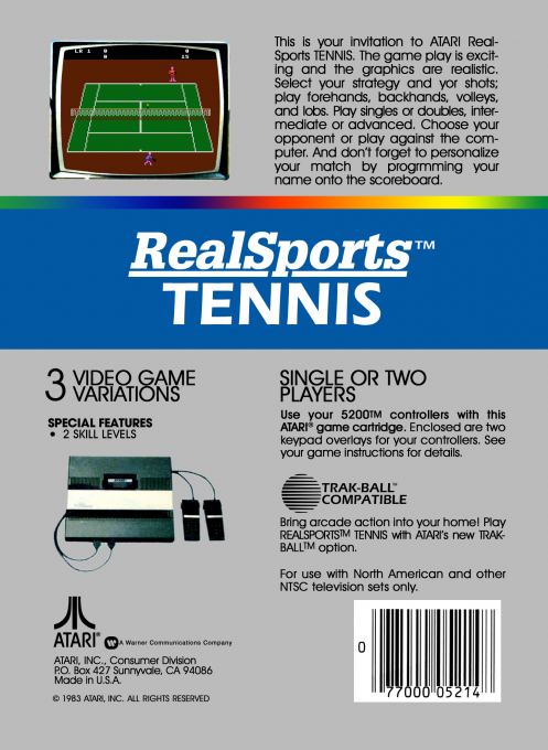 Realsports Tennis - Dos