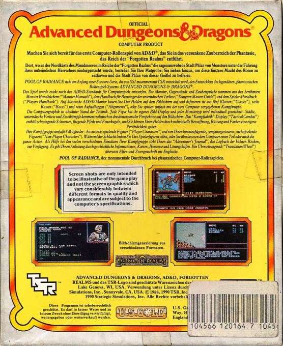 Advanced Dungeons & Dragons : Pool of Radiance - Dos