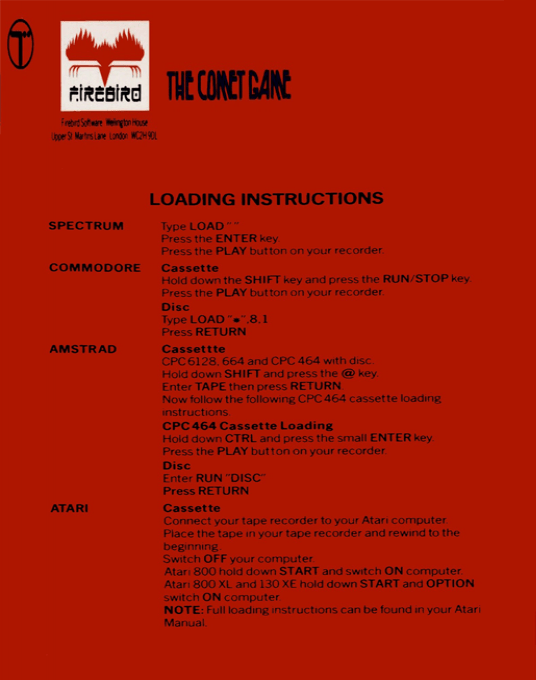 Comet Game, The - Dos