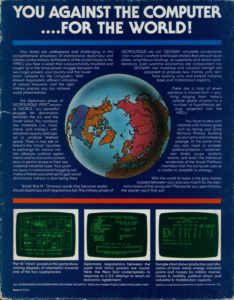 Geopolitique 1990 - Dos