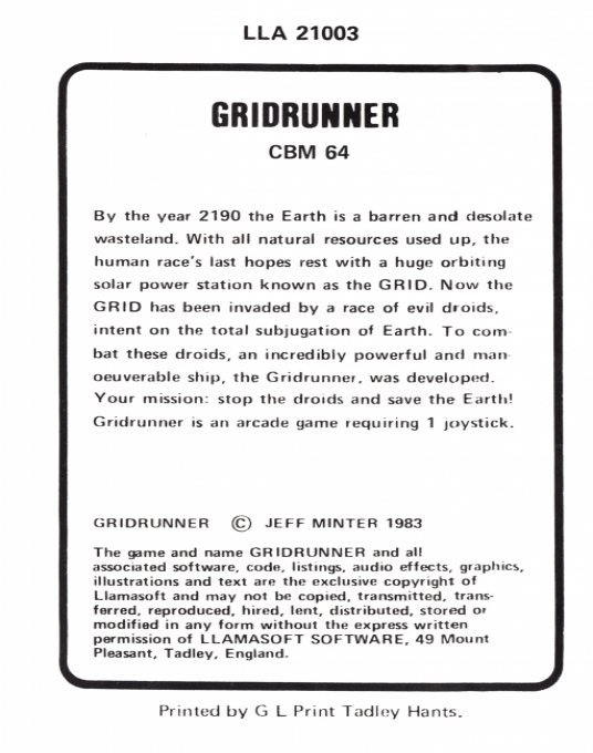 Gridrunner - Dos