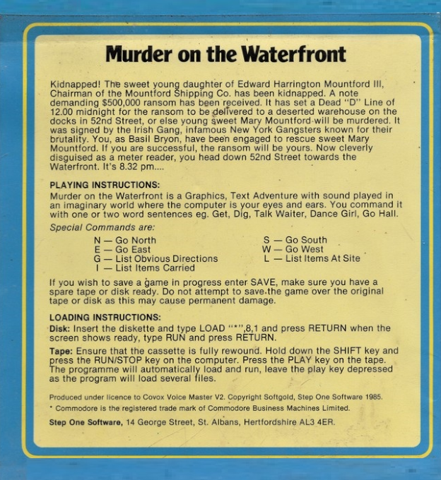 Murder on the Waterfront dos
