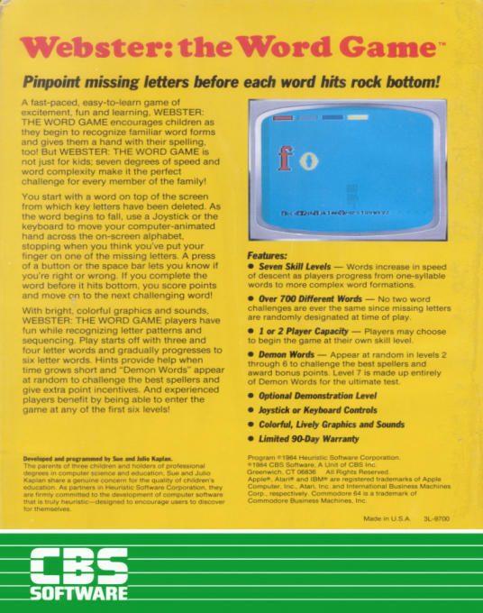 Webster : The Word Game - Dos