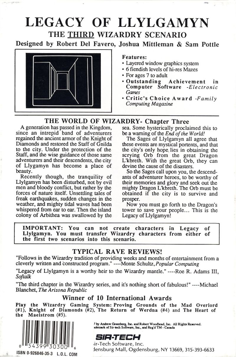 Wizardry : Legacy of Llylgamyn - Dos