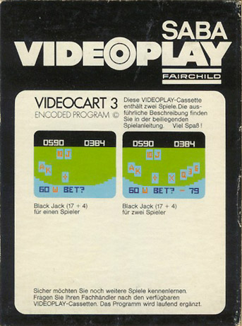 Videocart-3: Video Blackjack - Dos