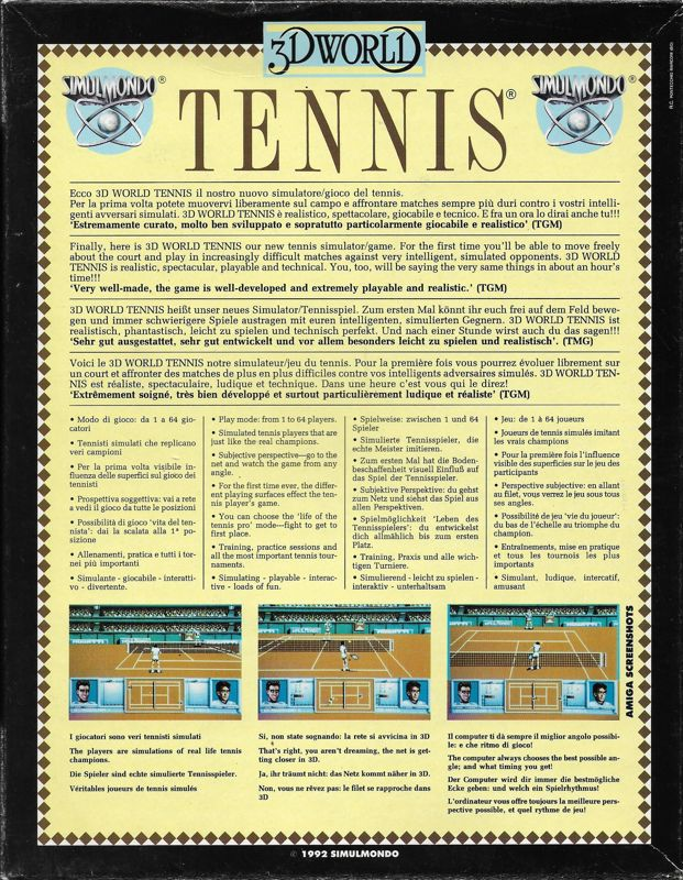 3D World Tennis - Dos