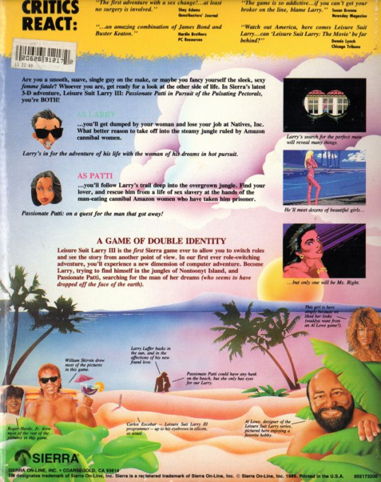 Leisure Suit Larry III : Passionate Patti in Pursuit of the Pulsating Pectorals - Dos