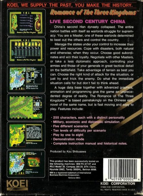Romance of the Three Kingdoms dos