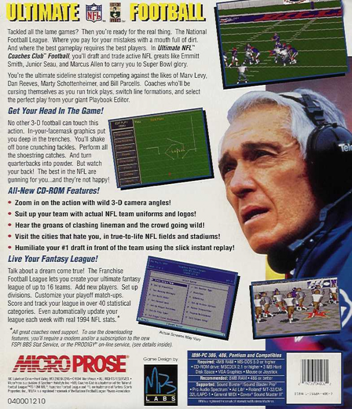 Ultimate NFL Coaches Club Football - Dos