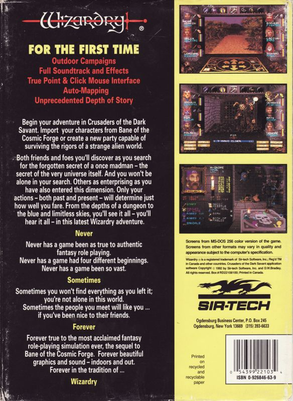 Wizardry : Crusaders of the Dark Savant - Dos