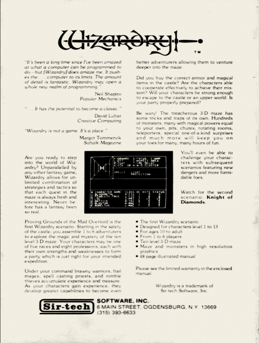 Wizardry : Proving Grounds of the Mad Overlord dos