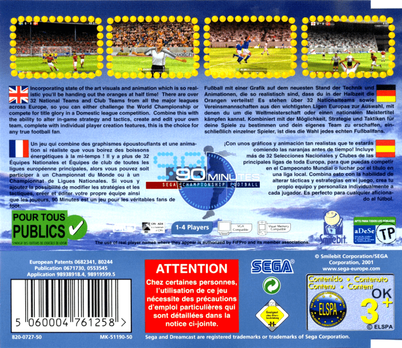 90 Minutes - Sega Championship Football - Dos