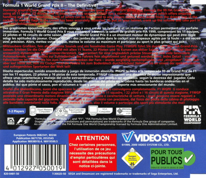 F1 World Grand Prix 2 - Dos
