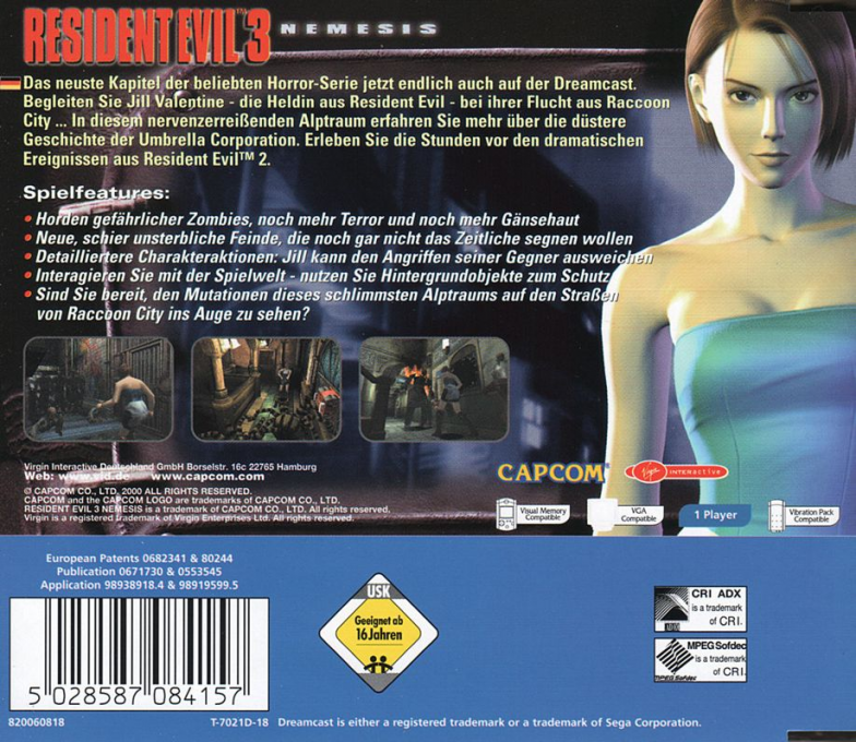 Resident Evil 3 : Nemesis - Dos