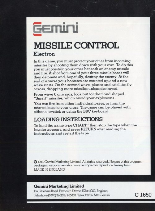 Missile Control dos