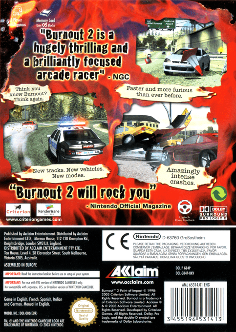 Burnout 2 : Point of Impact - Dos
