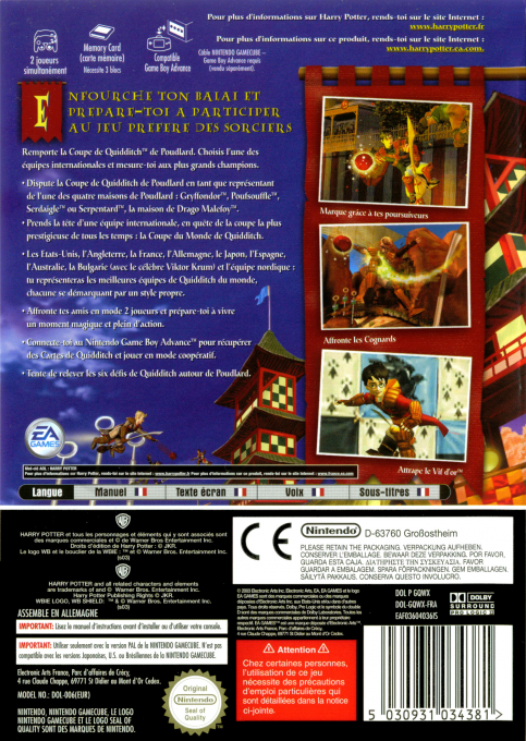 Harry Potter : Coupe du Monde de Quidditch - Dos