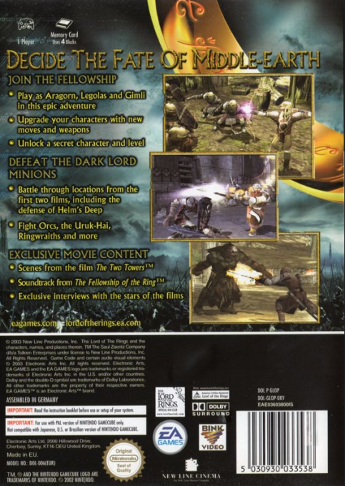 Le Seigneur des Anneaux : Les Deux Tours - Dos