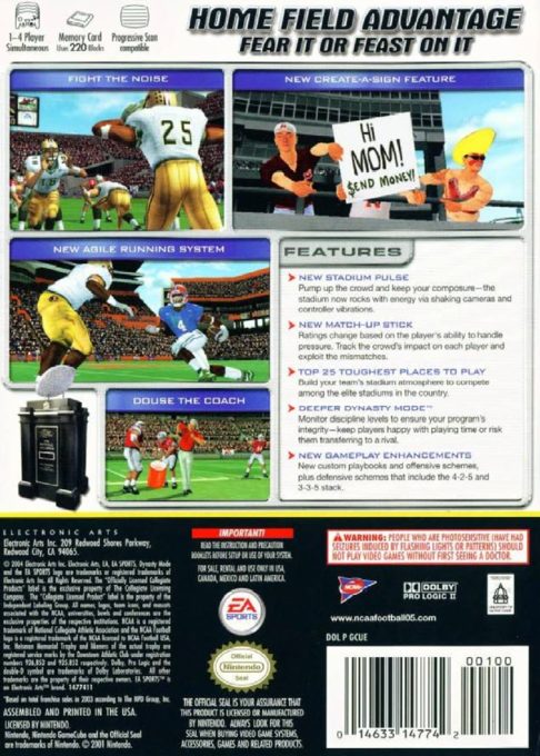 NCAA Football 2005 dos