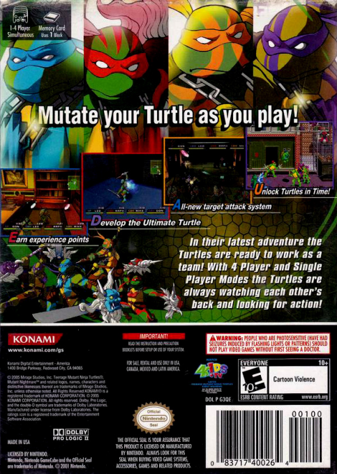 Teenage Mutant Ninja Turtles 3 : Mutant Nightmare - Dos