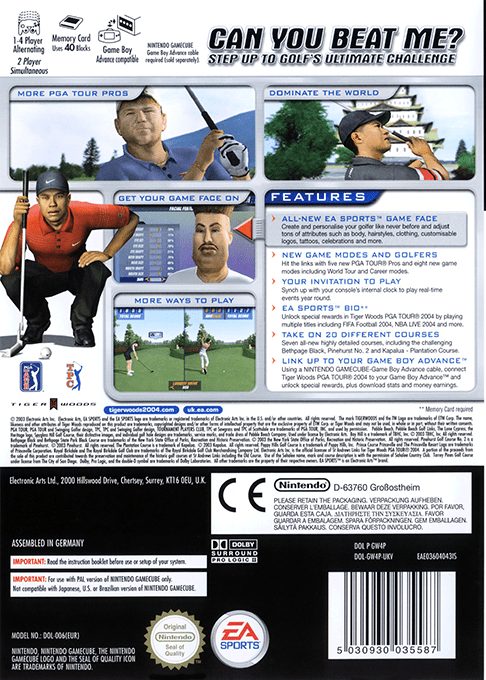 Tiger Woods PGA Tour 2004 dos