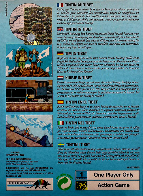 Tintin au Tibet - Dos