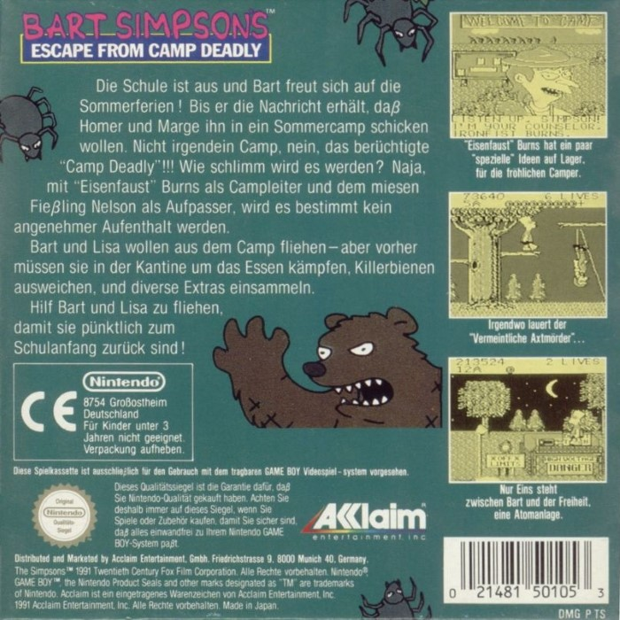 Bart Simpson's Escape from Camp Deadly - Dos