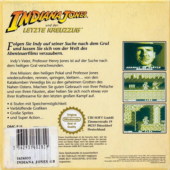 Indiana Jones et la dernière croisade - Dos