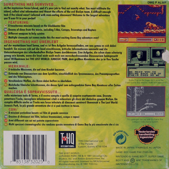 Le Monde Perdu : Jurassic Park - Dos
