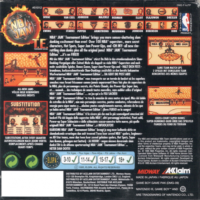 NBA Jam Tournament Edition - Dos