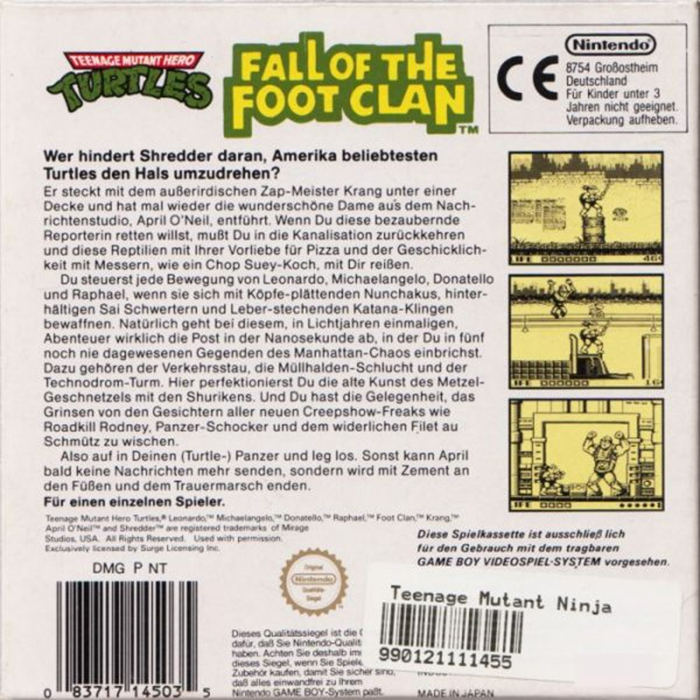 Teenage Mutant Ninja Turtles : Fall of the Foot Clan - Dos