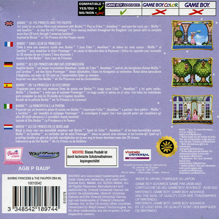 Barbie : Coeur de Princesse - Dos