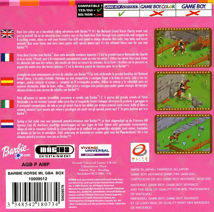 Barbie Horse Adventures : Blue Ribbon Race - Dos
