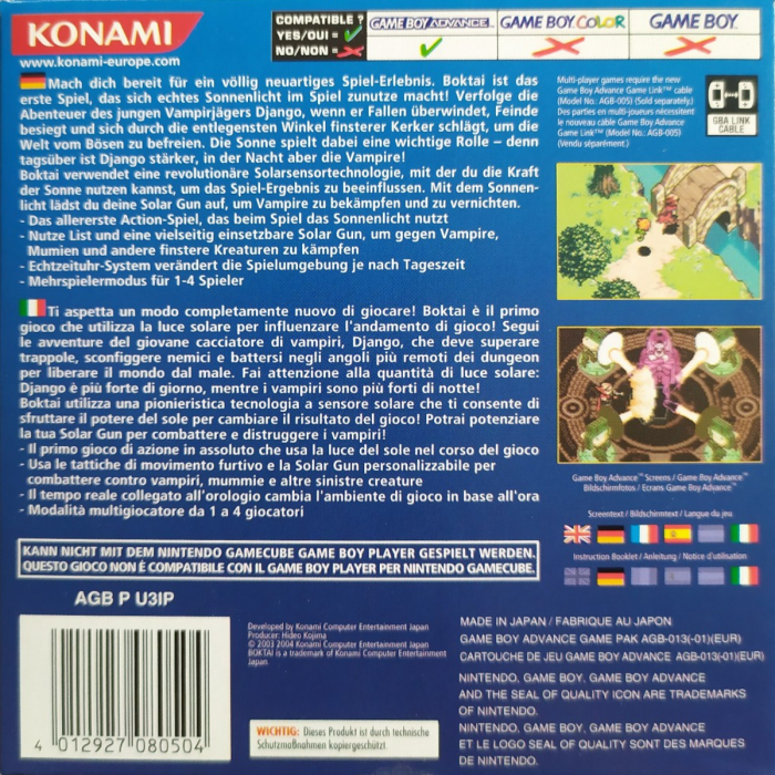 Boktai : The Sun Is in Your Hand - Dos