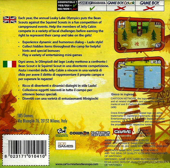 Camp Lazlo : Leaky Lake Games - Dos