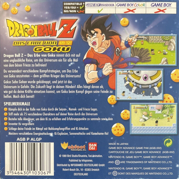 Dragon Ball Z : L'Héritage de Goku 2 - Dos