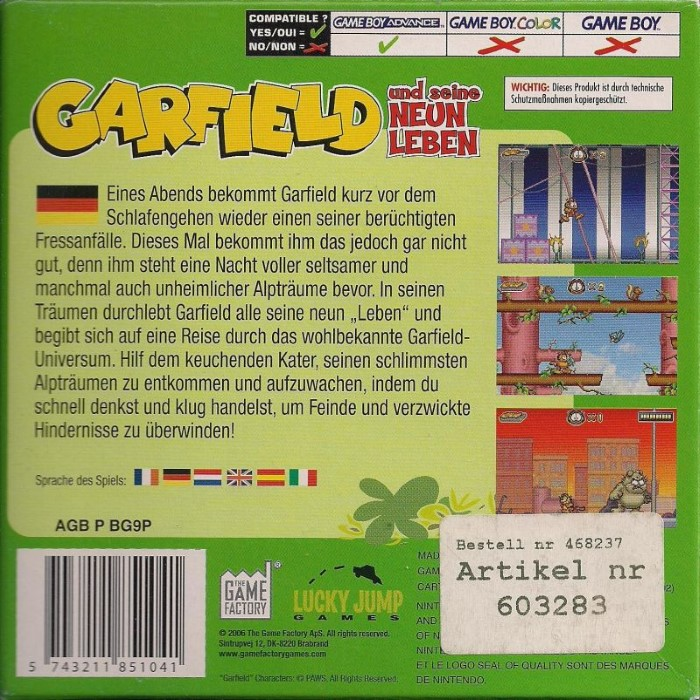 Garfield et ses Neuf Vies - Dos