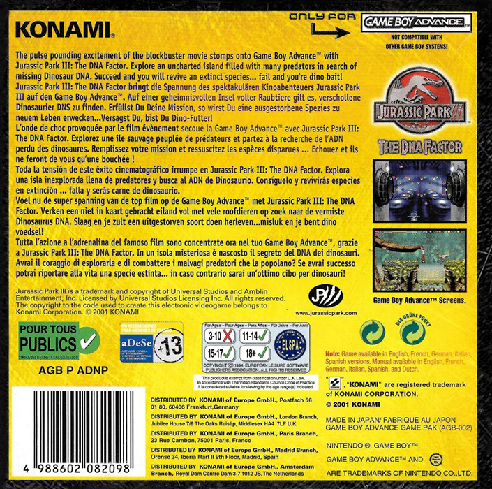 Jurassic Park III : The DNA Factor dos