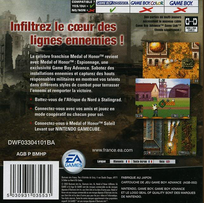 Medal of Honor : Espionnage - Dos