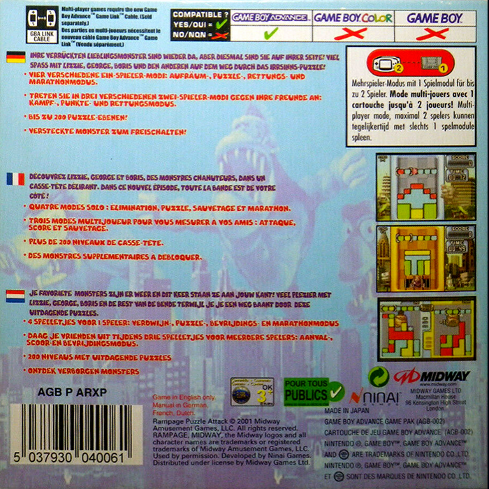 Rampage : Puzzle Attack - Dos