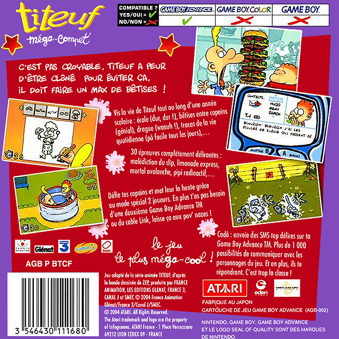 Titeuf : Méga Compet - Dos